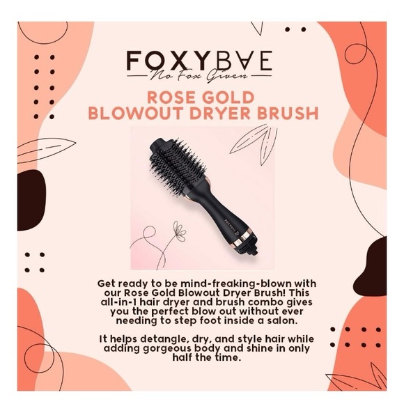 FoxyBae Other - FOXYBAE Rose Gold Blowout HairDryer Brush for Hairstyling